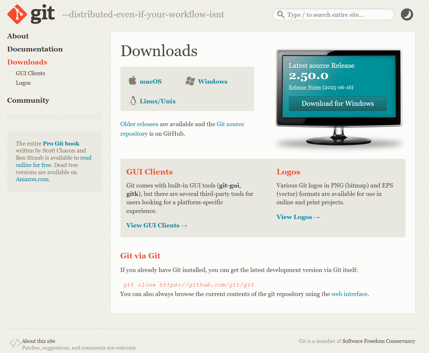 git官网下载界面